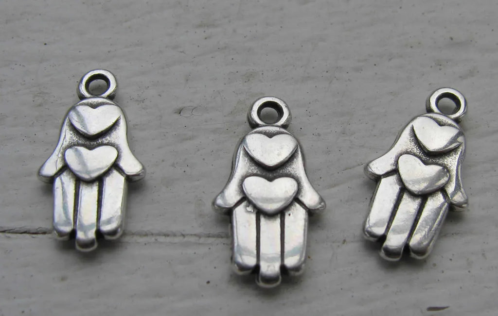 Berlock Silverfärgad - Hamsa med Hjärta 3-pack Grekisk Metall