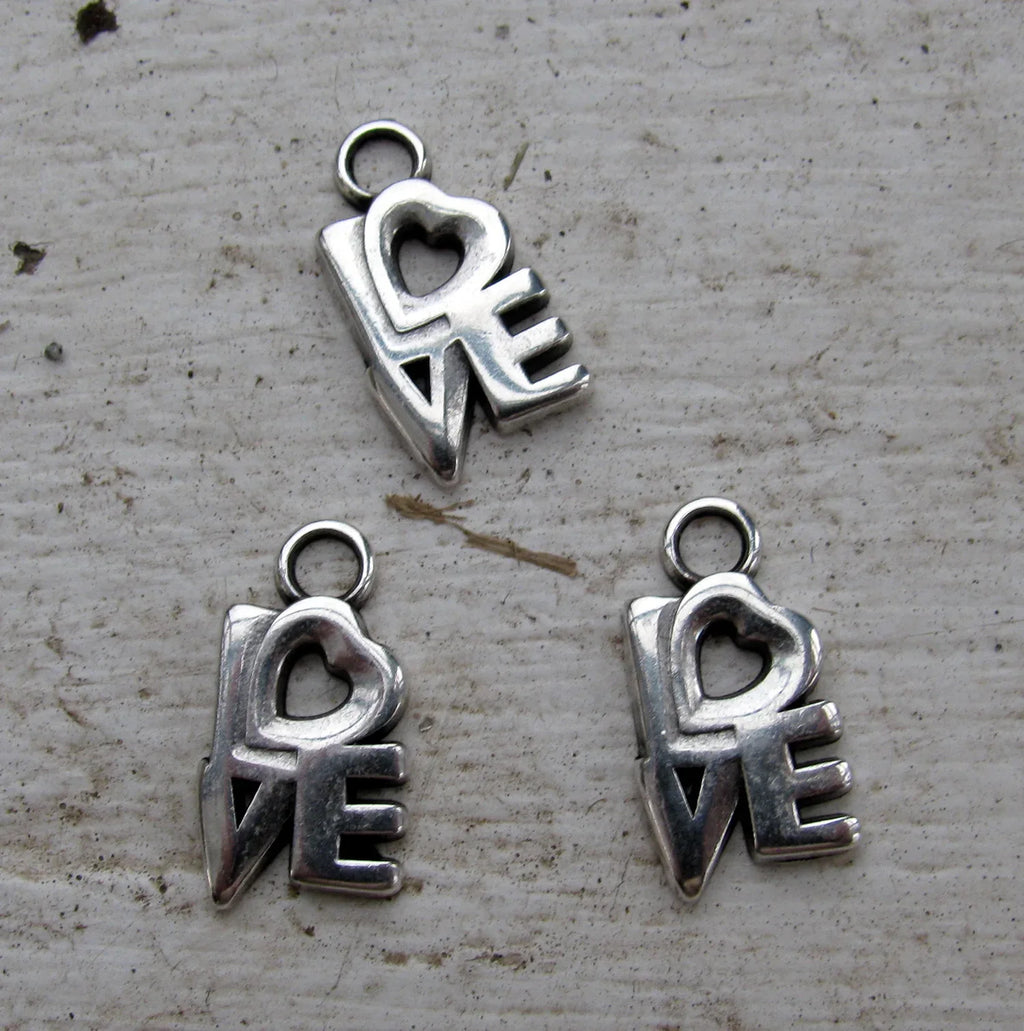 Berlock Silverfärgad - Love, 3-pack Grekisk Metall