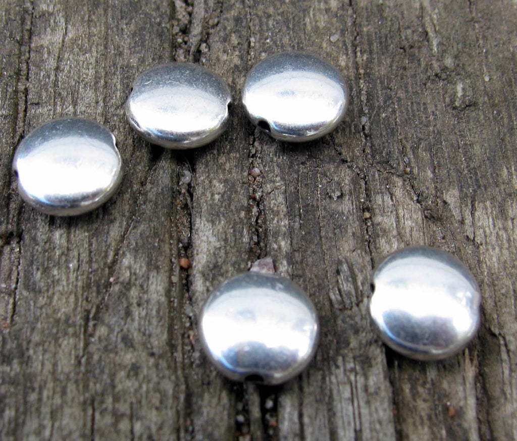 Mellandel Silverpläterad - Platt rund 7,6mm, 5-pack Grekisk Metall