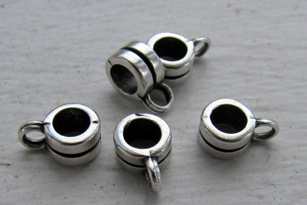 Berlockhållare silverfärgad - Mindre med streck på mitten, 5-pack Grekisk Metall