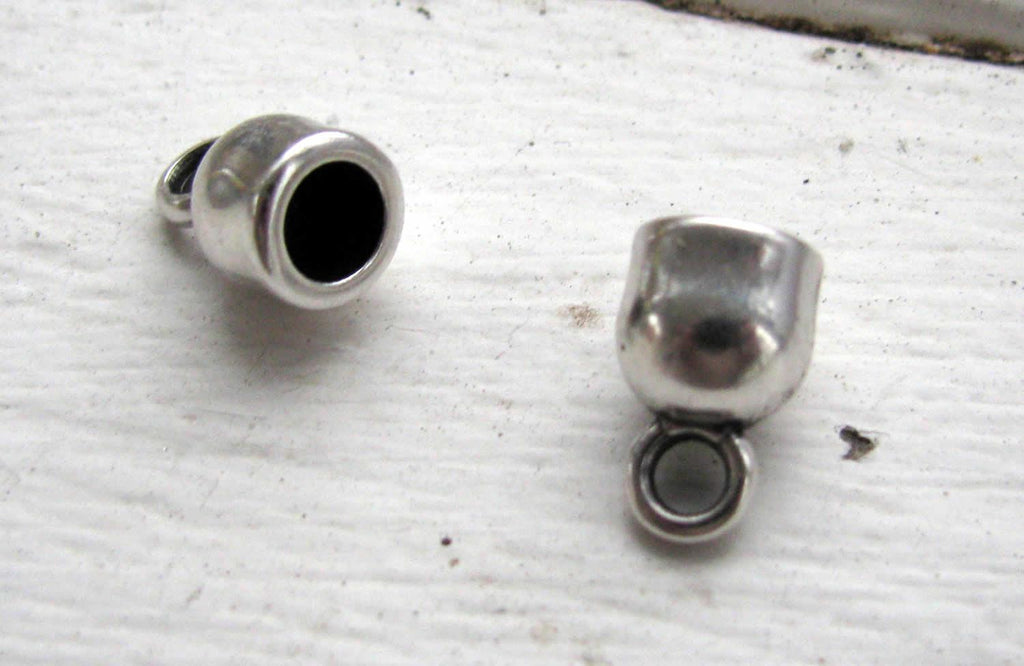 Ändfäste antiksilverfärgade - Rundade med ögla, 5,2mm, 2-pack Grekisk Metall