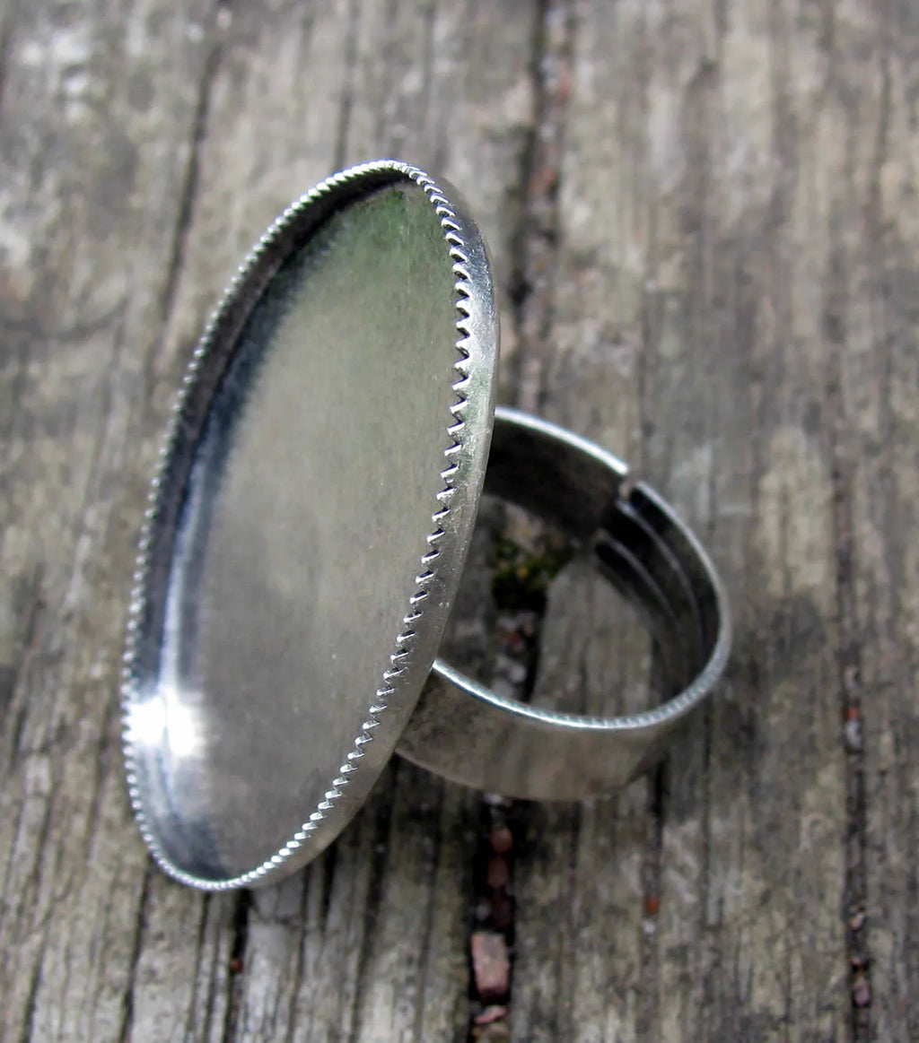 Ringstomme Silverfärgad - Ram Enkel Oval 36x26mm 1 styck Grekisk Metall