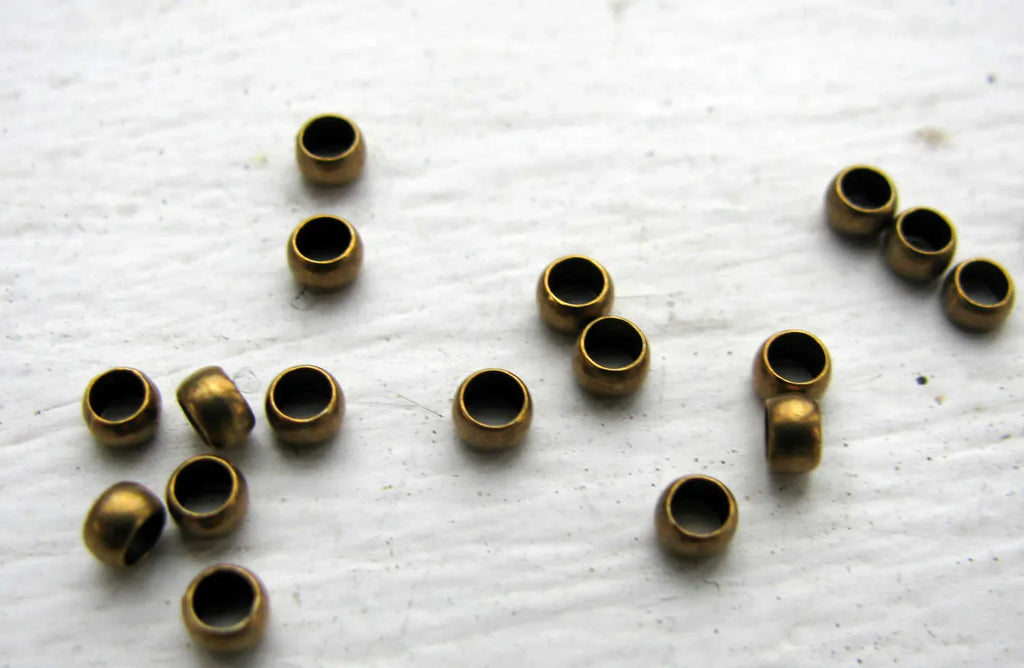 Klämpärlor - Bronsfärgade 3 mm, 50-pack Grekisk Metall