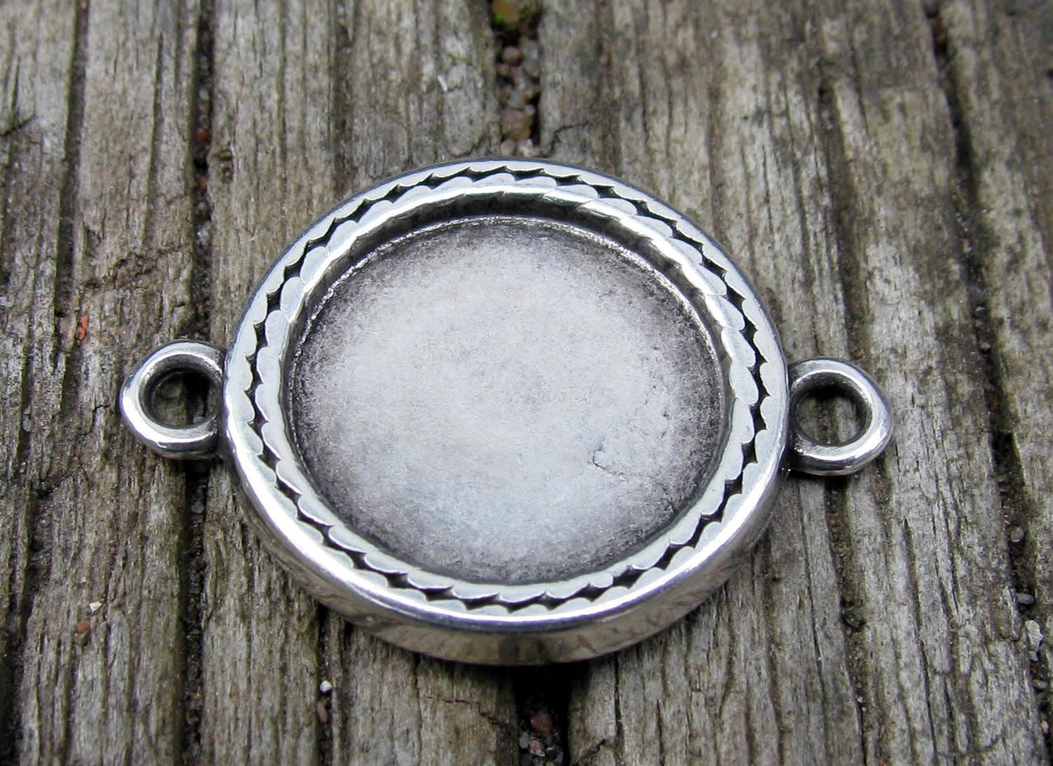 Ramberlock Connector Silverfärgad - Rund Streckram 14mm 1 styck Grekisk Metall