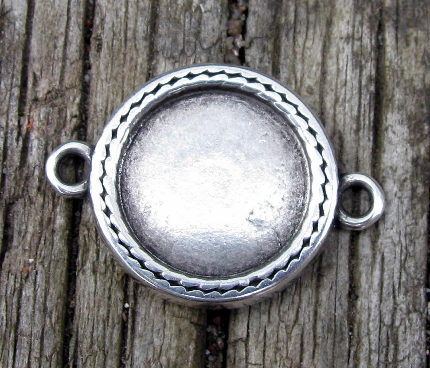 Ramberlock Connector Silverfärgad - Rund Streckram 14mm 1 styck Grekisk Metall