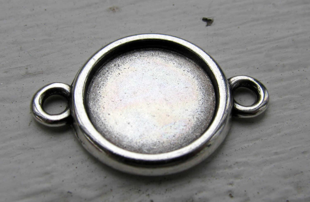 Ramberlock / Connector Silverfärgad - Enkel Rund 15mm, 1 Styck Grekisk Metall