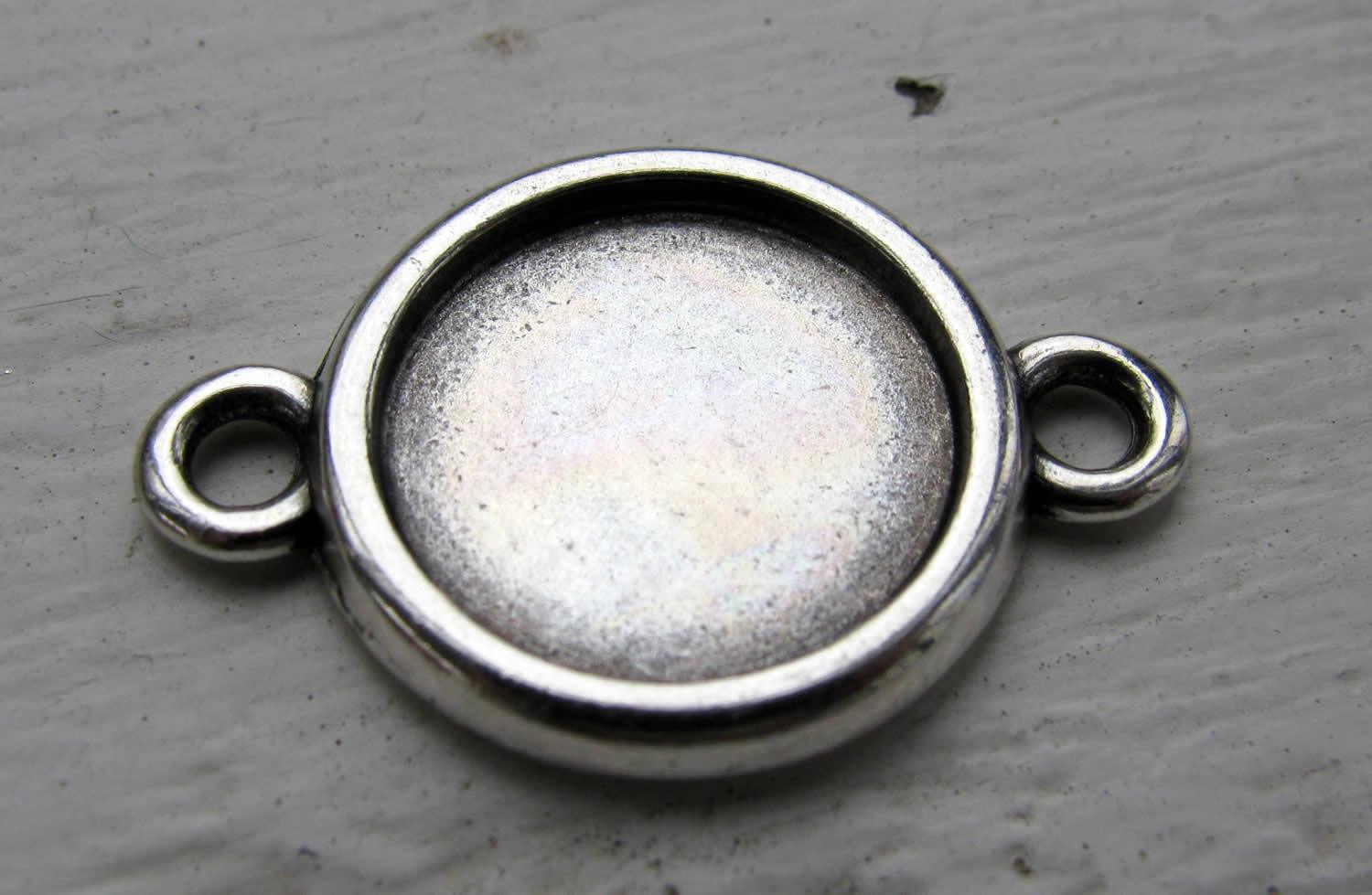 Ramberlock / Connector Silverfärgad - Enkel Rund 15mm, 1 Styck Grekisk Metall