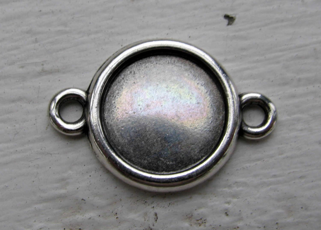 Ramberlock / Connector Silverfärgad - Enkel Rund 15mm, 1 Styck Grekisk Metall