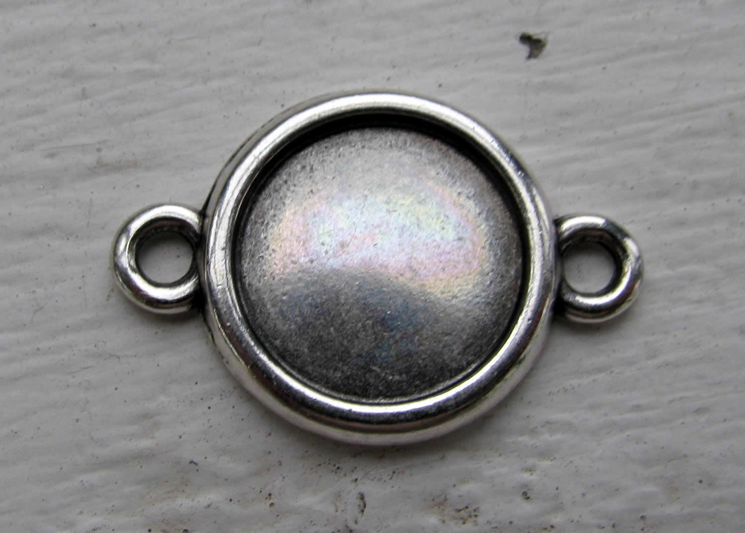 Ramberlock / Connector Silverfärgad - Enkel Rund 15mm, 1 Styck Grekisk Metall