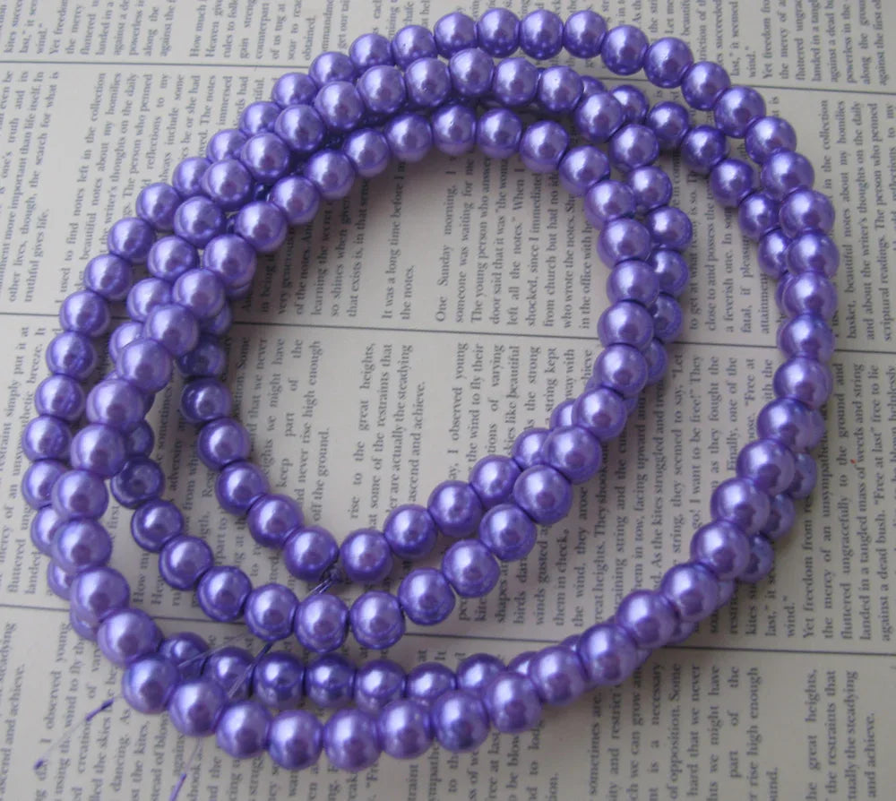 Vaxade glaspärlor - Lila 6mm 1 sträng Hilmas Pyssel