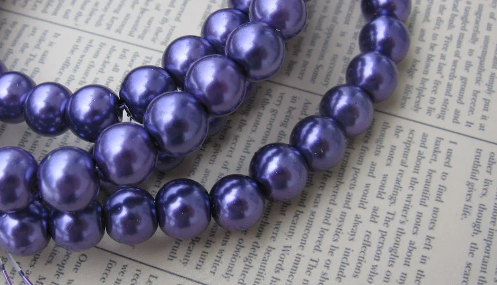 Vaxade Glaspärlor - Mellanlila 8mm 1 sträng Hilmas Pyssel
