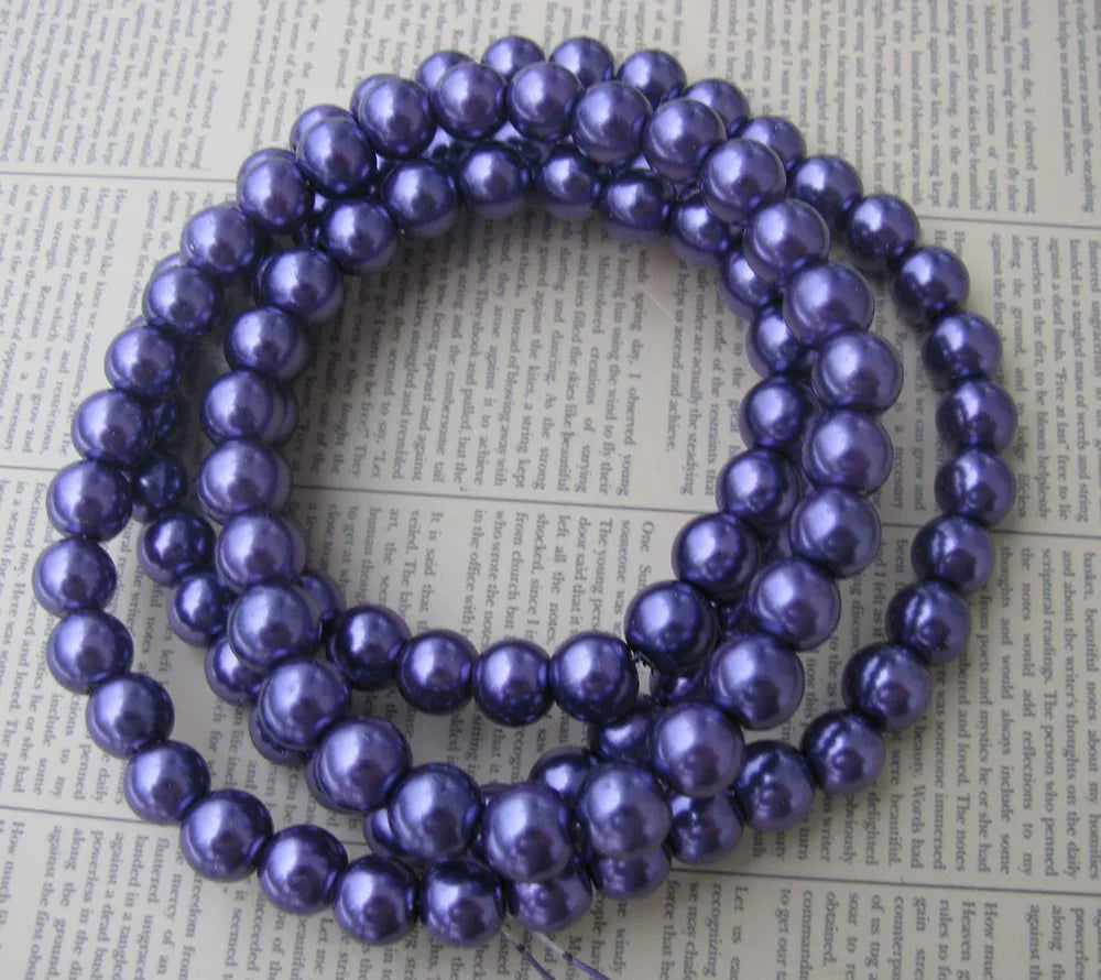 Vaxade Glaspärlor - Mellanlila 8mm 1 sträng Hilmas Pyssel