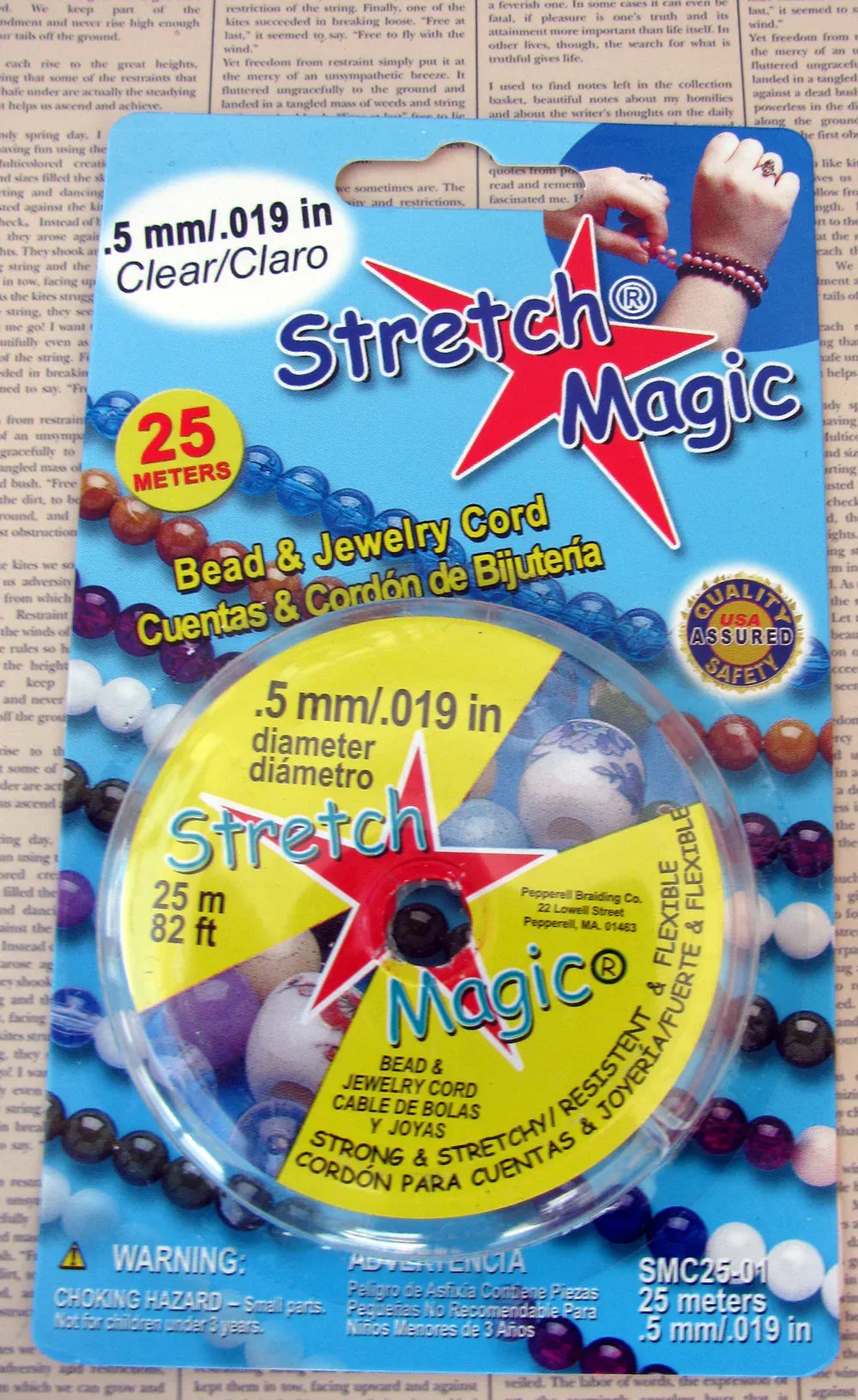 Stretch Magic - Elastisktråd, Klar 0,5 mm 25mm Stretch Magic