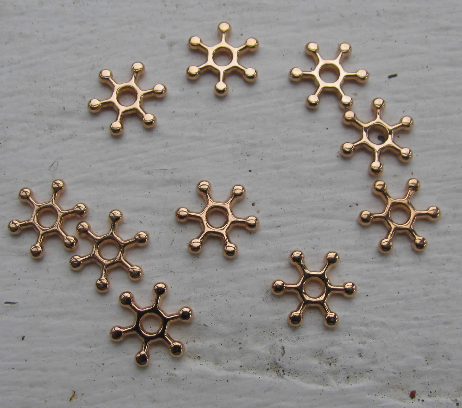 Mellandel roséguldfärgad - Snöflinga 8 mm, 10-pack Grekisk Metall