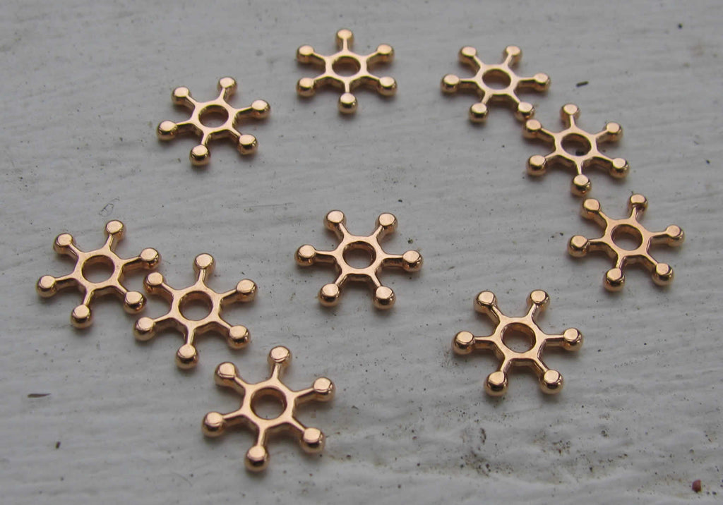 Mellandel roséguldfärgad - Snöflinga 8 mm, 10-pack Grekisk Metall