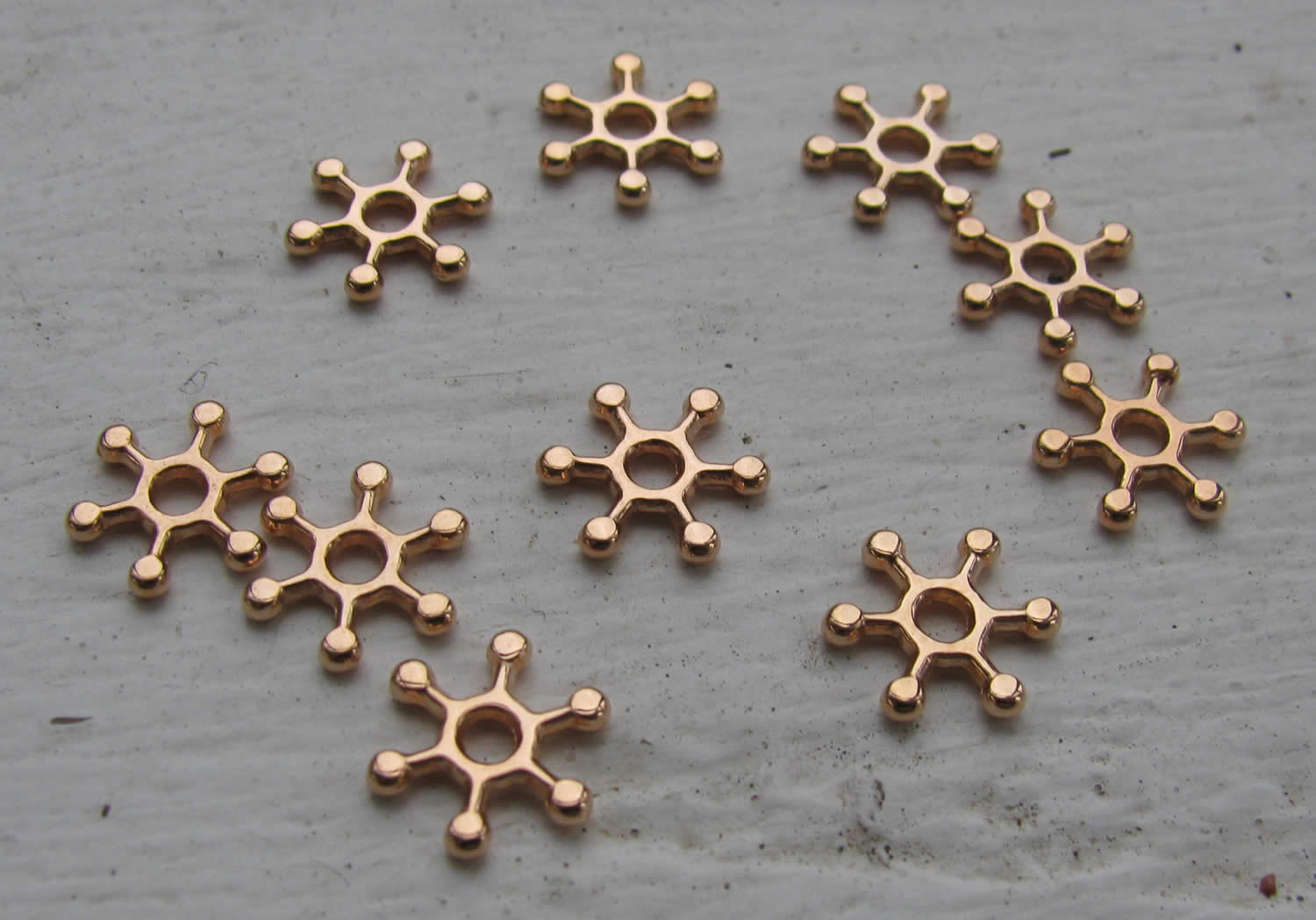 Mellandel roséguldfärgad - Snöflinga 8 mm, 10-pack Grekisk Metall