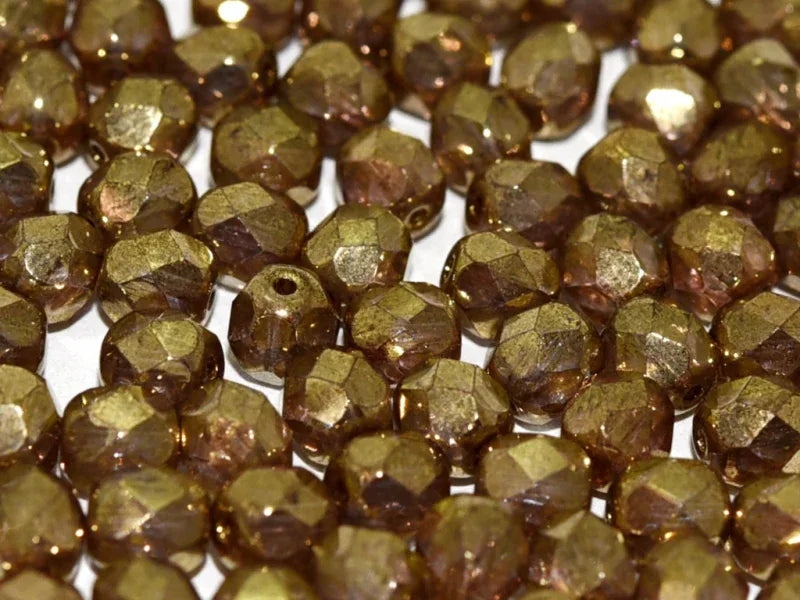 Tjeckiska Firepolish - Crystal Gold 6mm, 25-pack Hilmas Pyssel