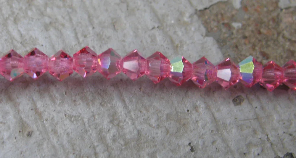 Tjeckiska MC Bicone - Rose AB 3 mm, 1 sträng Preciosa