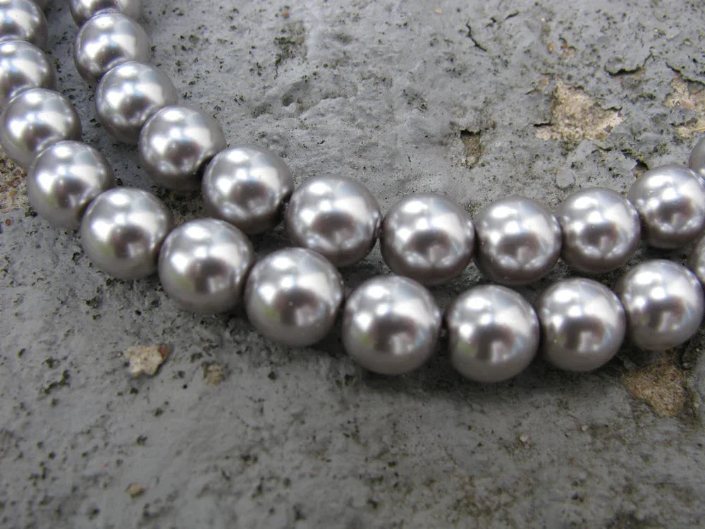 Tjeckiska Vaxade Glaspärlor - Silver 8mm, 1 sträng Hilmas Pyssel