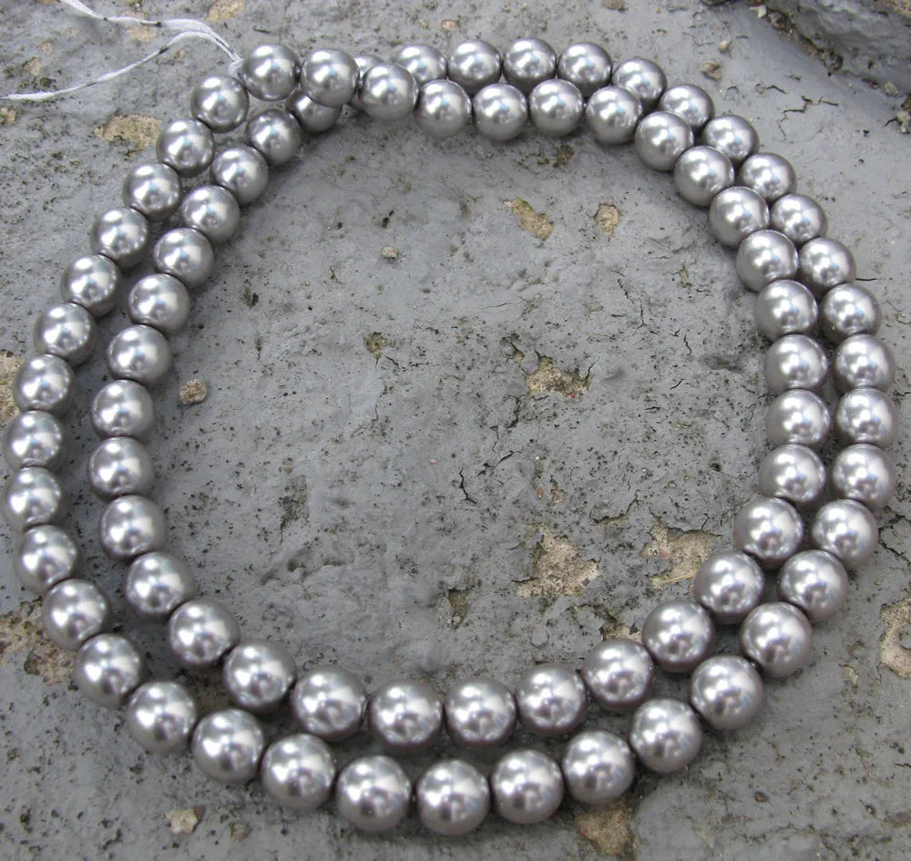 Tjeckiska Vaxade Glaspärlor - Silver 8mm, 1 sträng Hilmas Pyssel