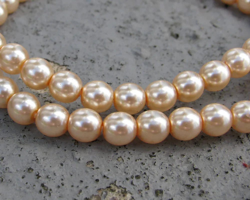 Tjeckiska vaxade glaspärlor - Pink 6mm, 1 sträng Hilmas Pyssel