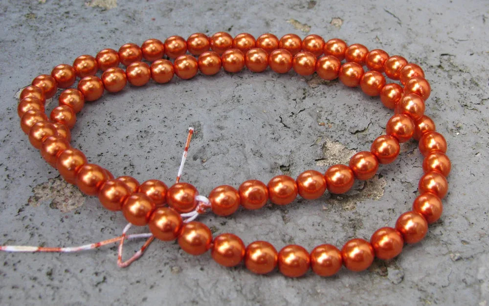 Tjeckiska vaxade glaspärlor - Copper 6mm, 1 sträng Hilmas Pyssel