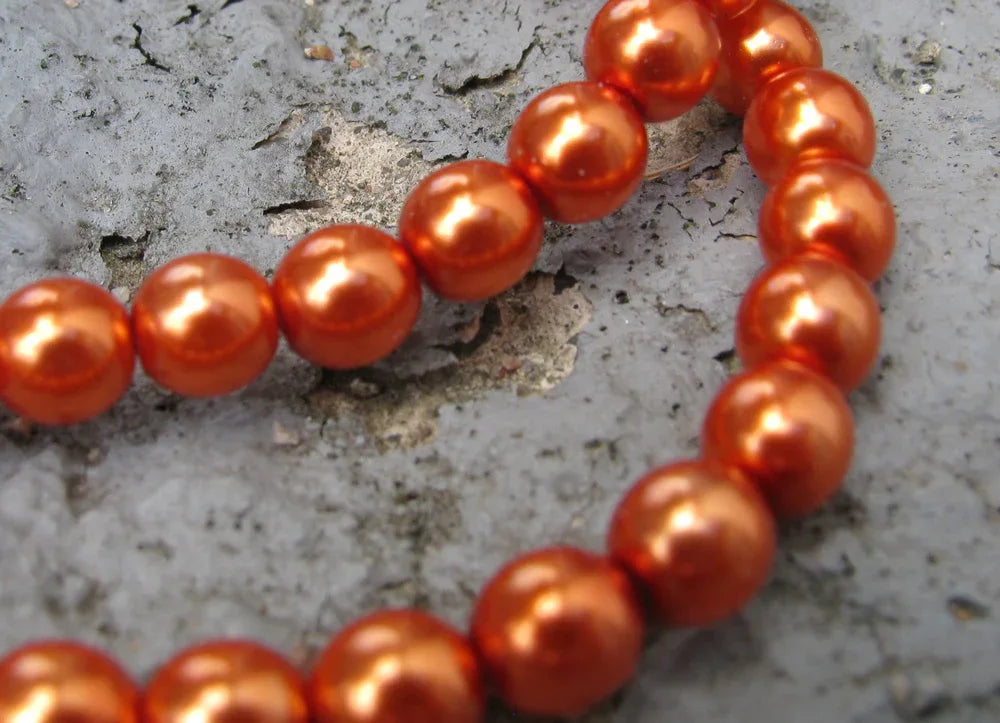 Tjeckiska vaxade glaspärlor - Copper 6mm, 1 sträng Hilmas Pyssel