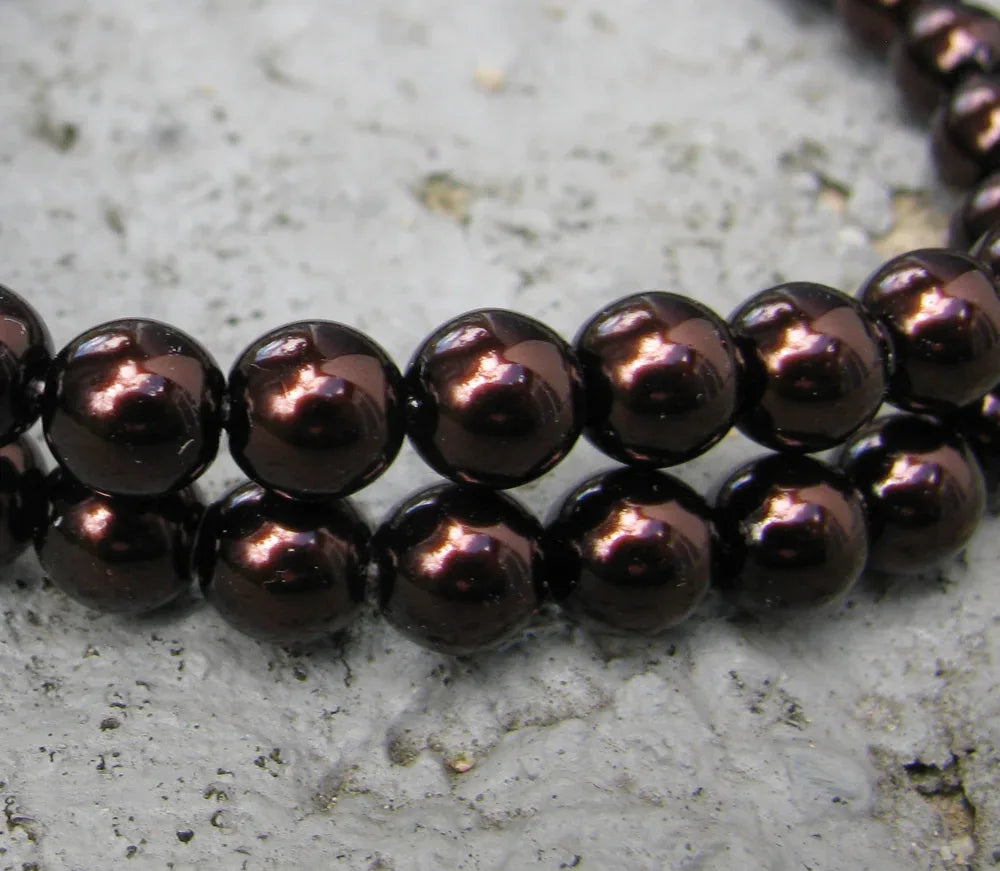 Tjeckiska vaxade glaspärlor - Bronze 6mm, 1 sträng Hilmas Pyssel