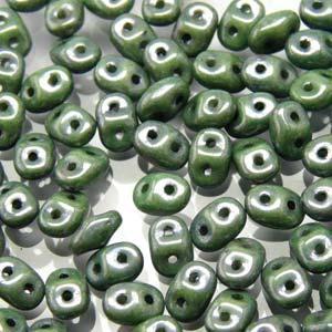 SuperDuo - Opaque Green Ceramic Look, 10 gram Matubo