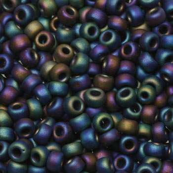 Miyuki Seed Beads - Matte Black AB 6/0, 10 gram Miyuki