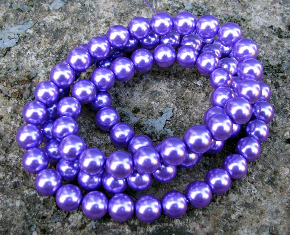 Vaxade glaspärlor - Lila 10 mm 1 sträng Hilmas Pyssel