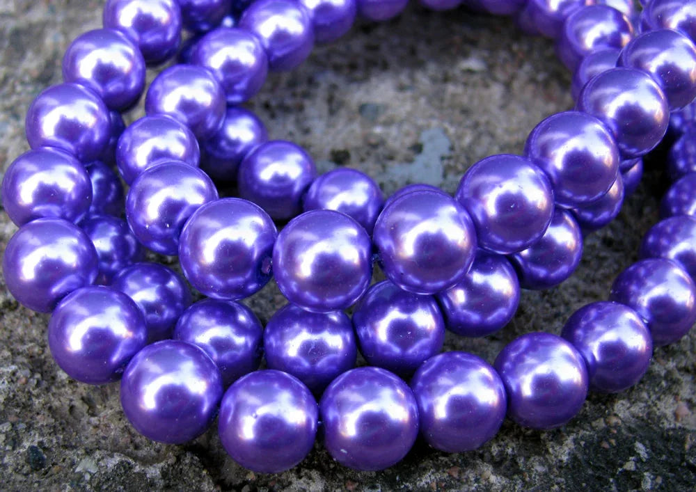 Vaxade glaspärlor - Lila 10 mm 1 sträng Hilmas Pyssel