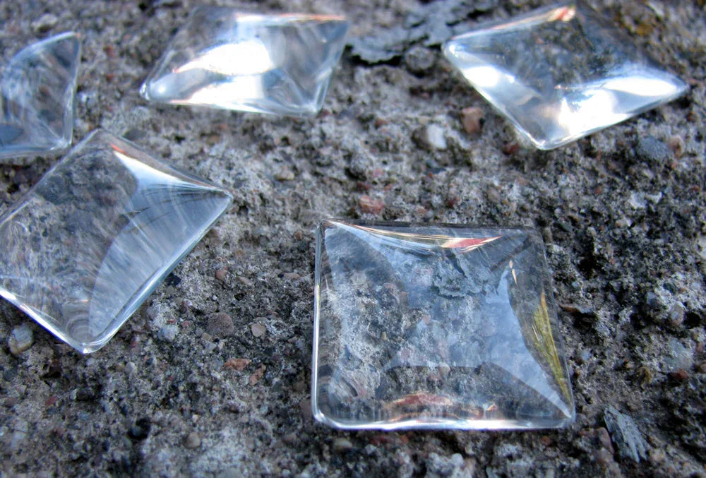 Flatbacks cabochoner - Kvadrat, klart glas, 25 mm, 10-pack Hilmas Pyssel