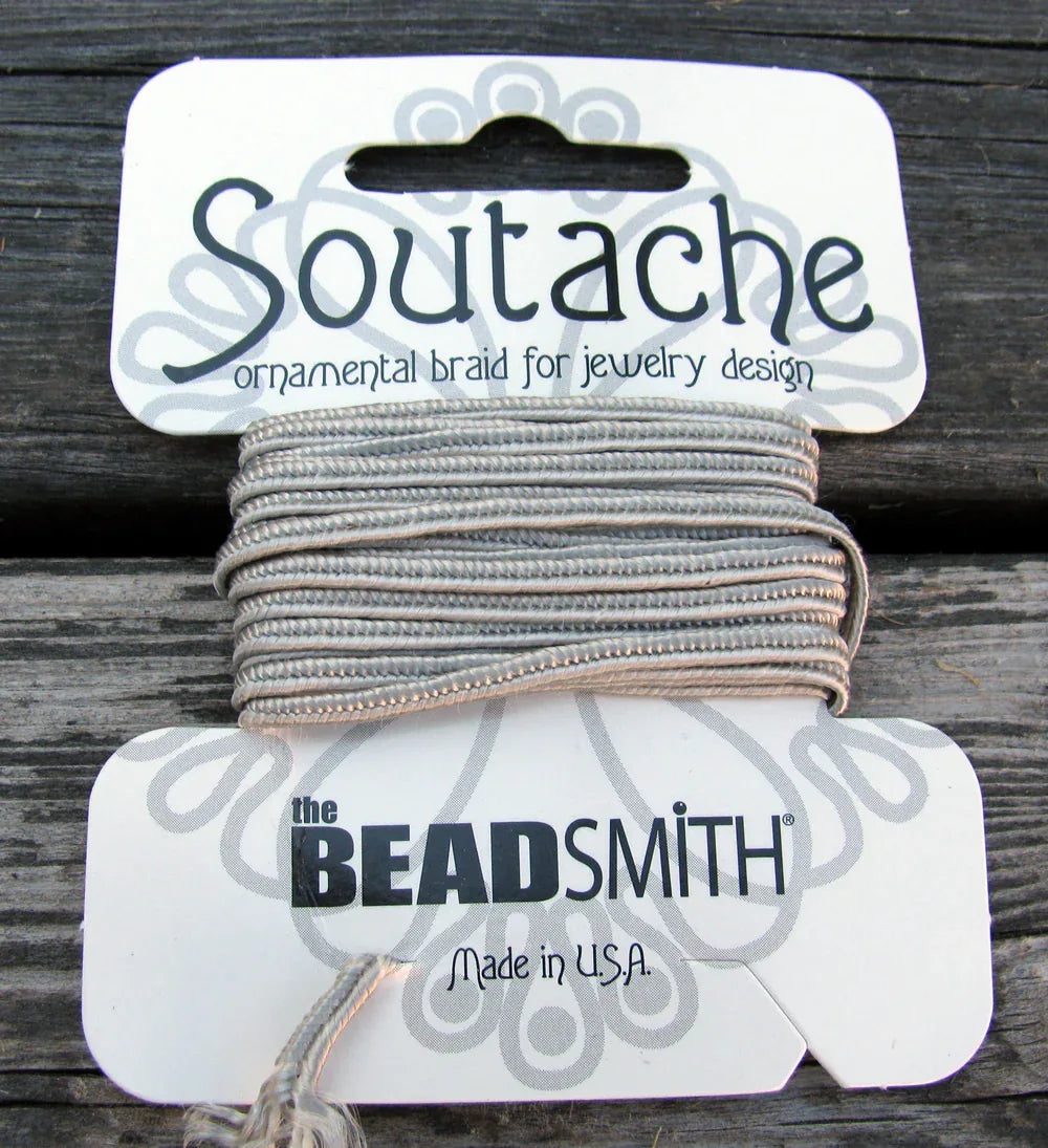 Soutache band - Silver / Grå, 1 förpackning (3 yards) Beadsmith