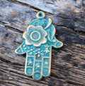 Berlock Bronsfärgad - Antik Hamsa, 1 Styck Grekisk Metall