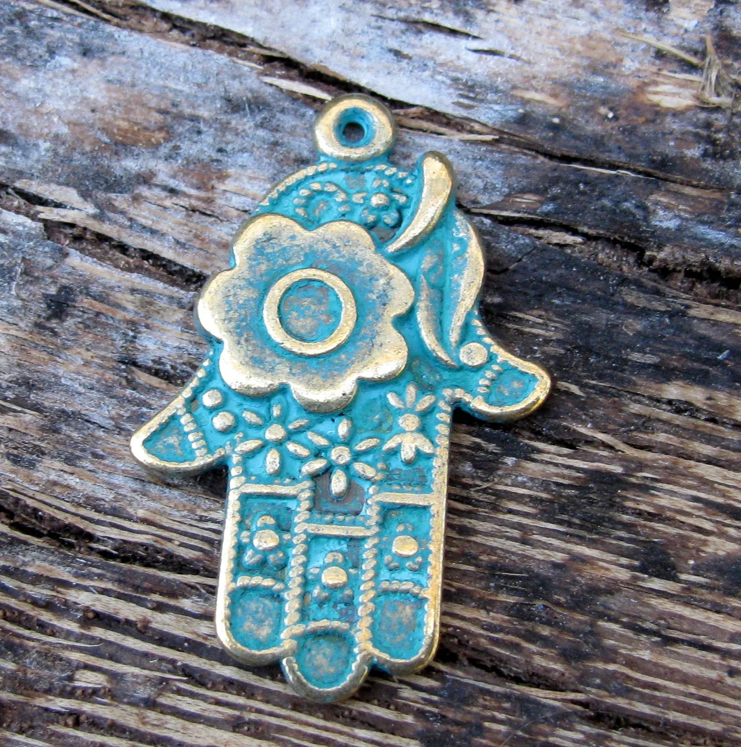 Berlock Bronsfärgad - Antik Hamsa, 1 Styck Grekisk Metall