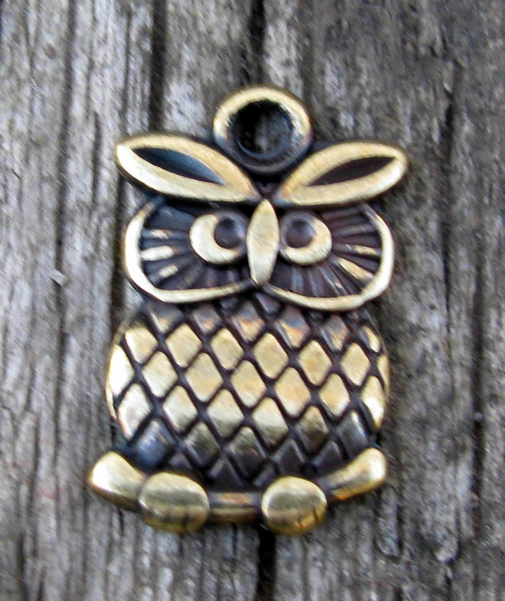 Berlock Bronsfärgad - Uggla, 1 Styck Grekisk Metall