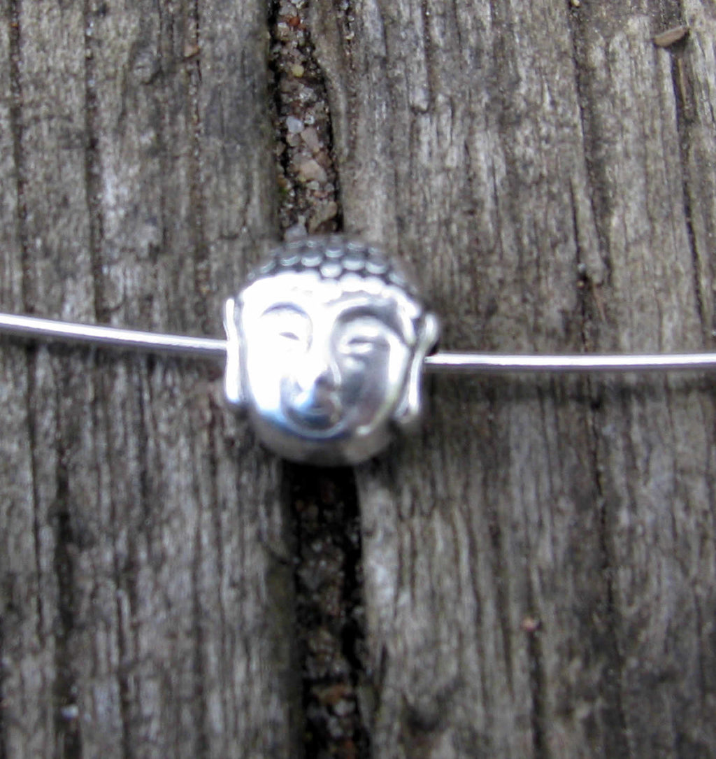 Mellandel Silverfärgad - Mindre Buddha-huvud 7x5,2mm, 5-pack Grekisk Metall