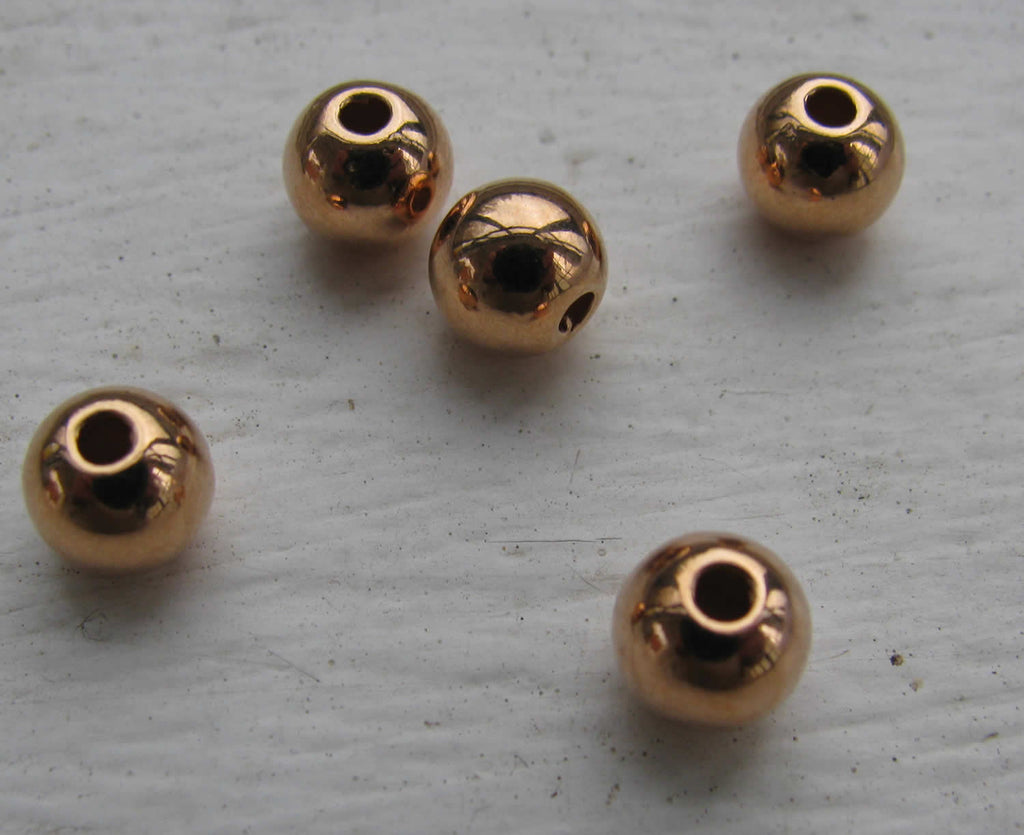 Mellandel Roséguld-färgad - Rund 6 mm 5-pack Grekisk Metall