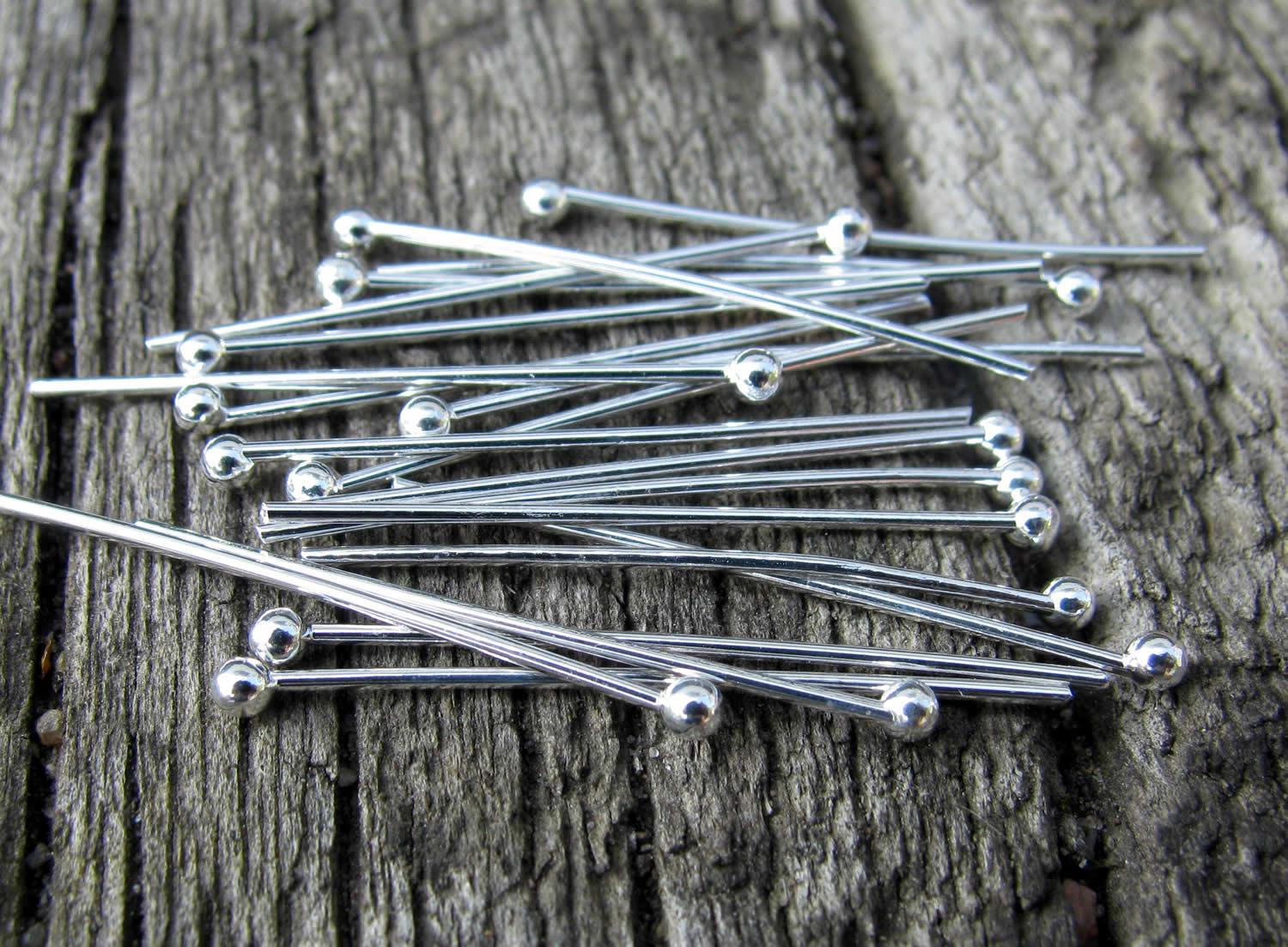 Hattpinnar Ljustsilverfärgad med kula - 25mm, 100-pack Hilmas Pyssel