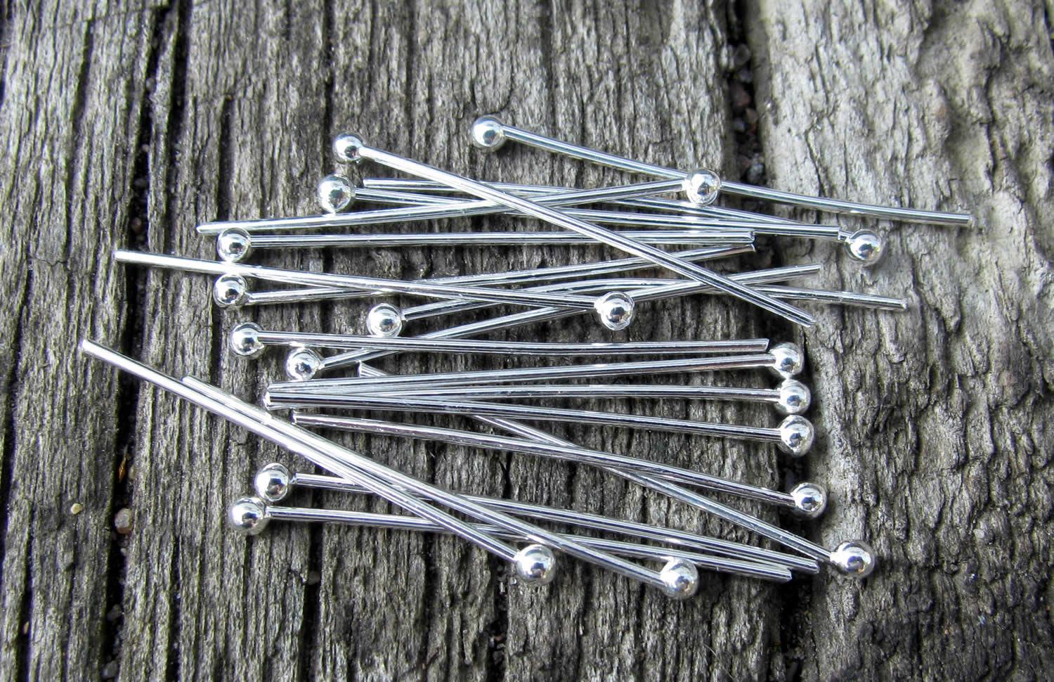 Hattpinnar Ljustsilverfärgad med kula - 25mm, 100-pack Hilmas Pyssel