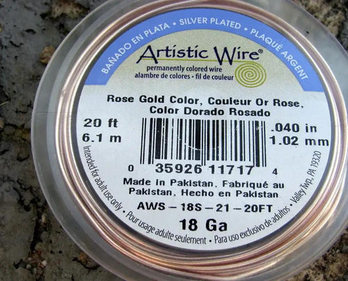 Artistic Wire 18 Ga - Silverpläterad Roséguld 1 Rulle Artistic wire