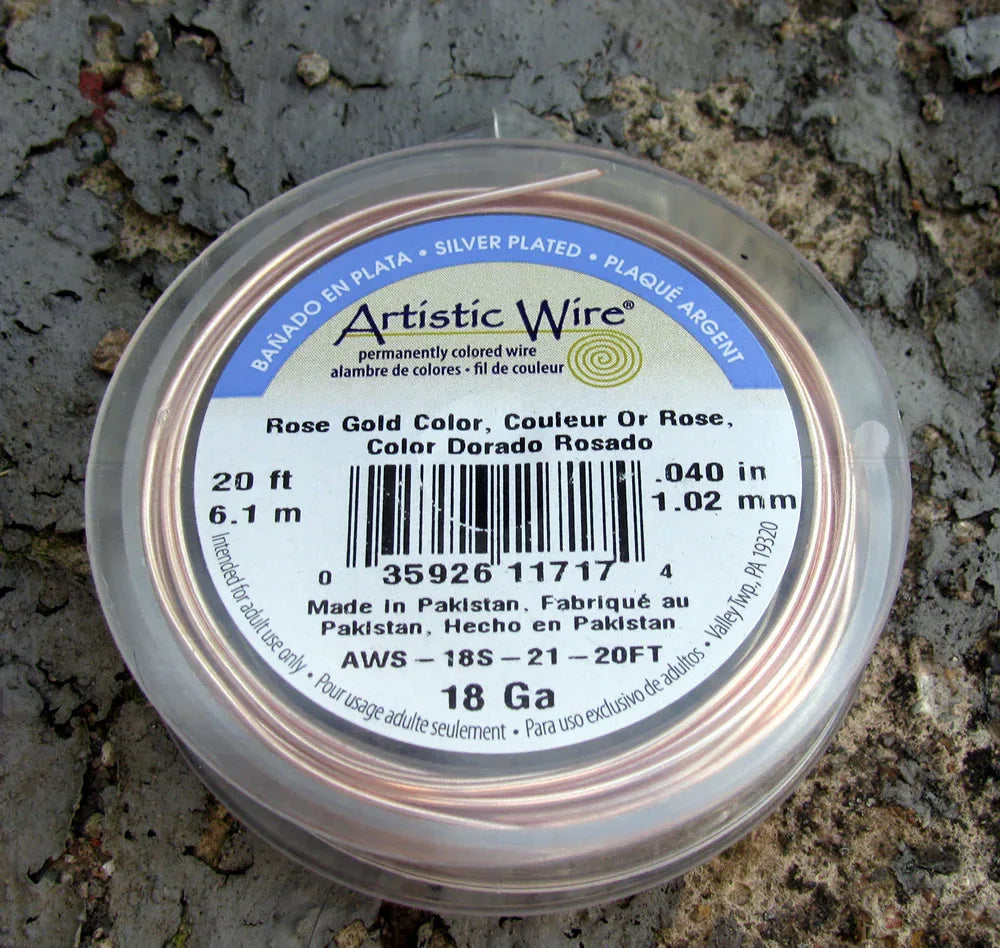 Artistic Wire 18 Ga - Silverpläterad Roséguld 1 Rulle Artistic wire