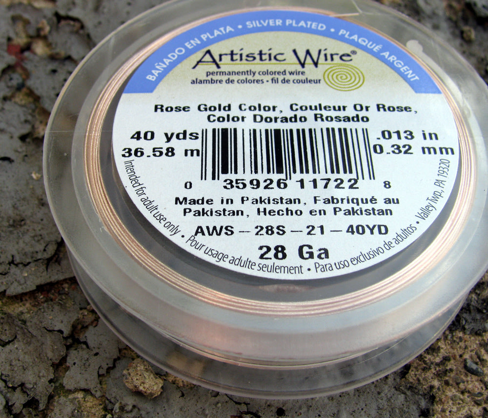 Artistic Wire 28 Ga - Silver pläterad, Roséguldfärgad, 1 rulle Artistic wire