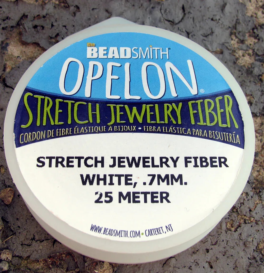 Opelon Elastisk Tråd - Vit 0,7mm, 1 Rulle Beadsmith