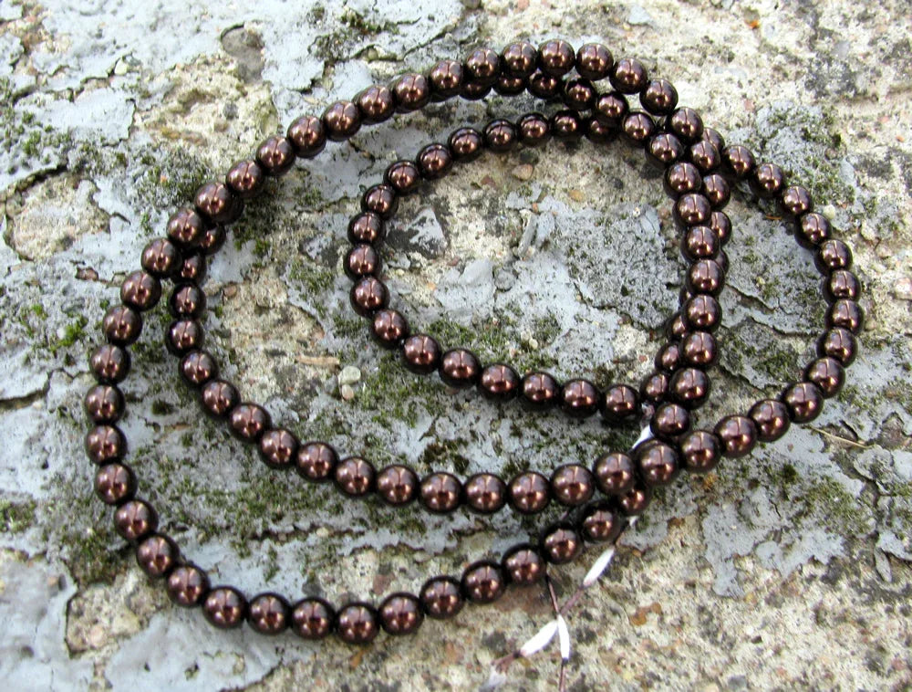 Tjeckiska Vaxade Glaspärlor - Bronze 4mm, 1 sträng Hilmas Pyssel