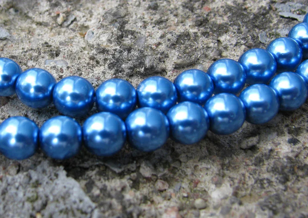 Tjeckiska vaxade glaspärlor - Persian Blue 6mm, 1 sträng Hilmas Pyssel
