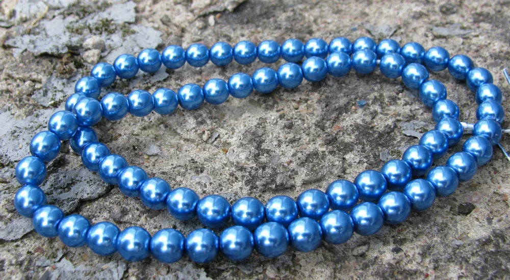 Tjeckiska vaxade glaspärlor - Persian Blue 6mm, 1 sträng Hilmas Pyssel