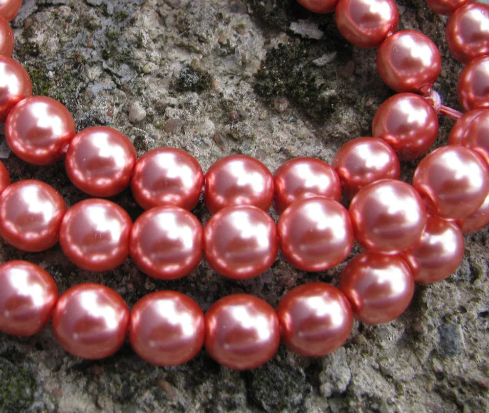 Tjeckiska Vaxade Glaspärlor - Salmon 8mm, 1 sträng Hilmas Pyssel