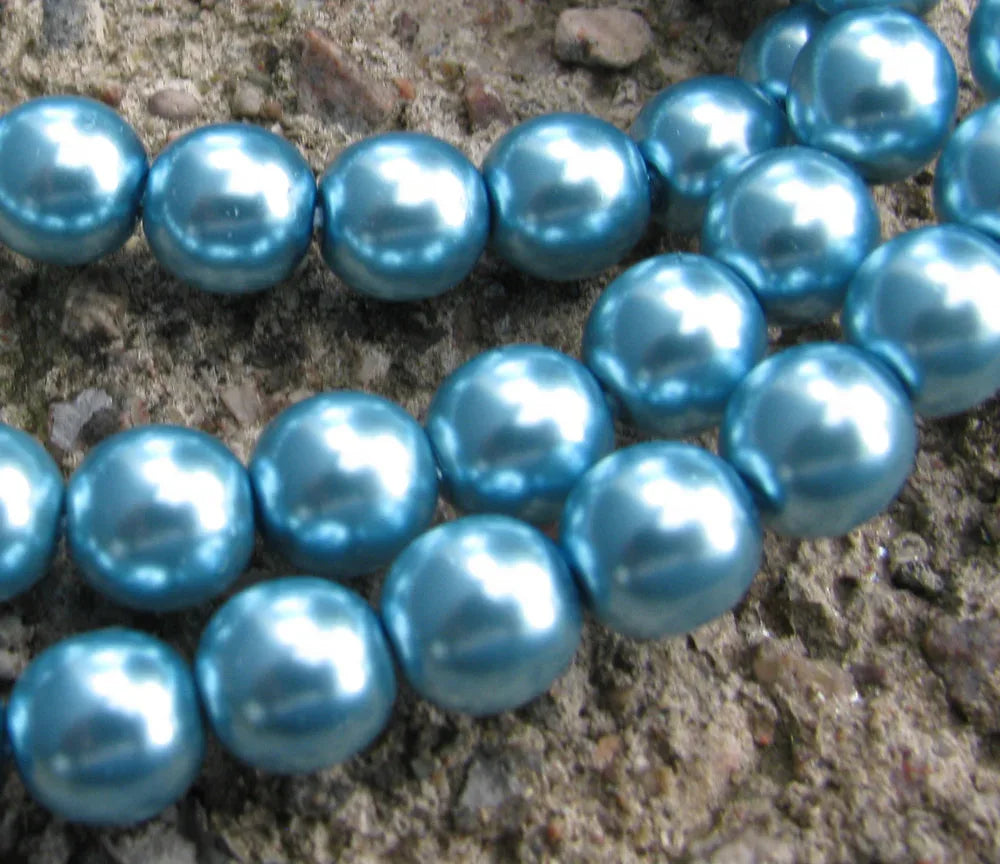Vaxade Glaspärlor Tjeckiska - Cerulean 8mm, 1 sträng Hilmas Pyssel